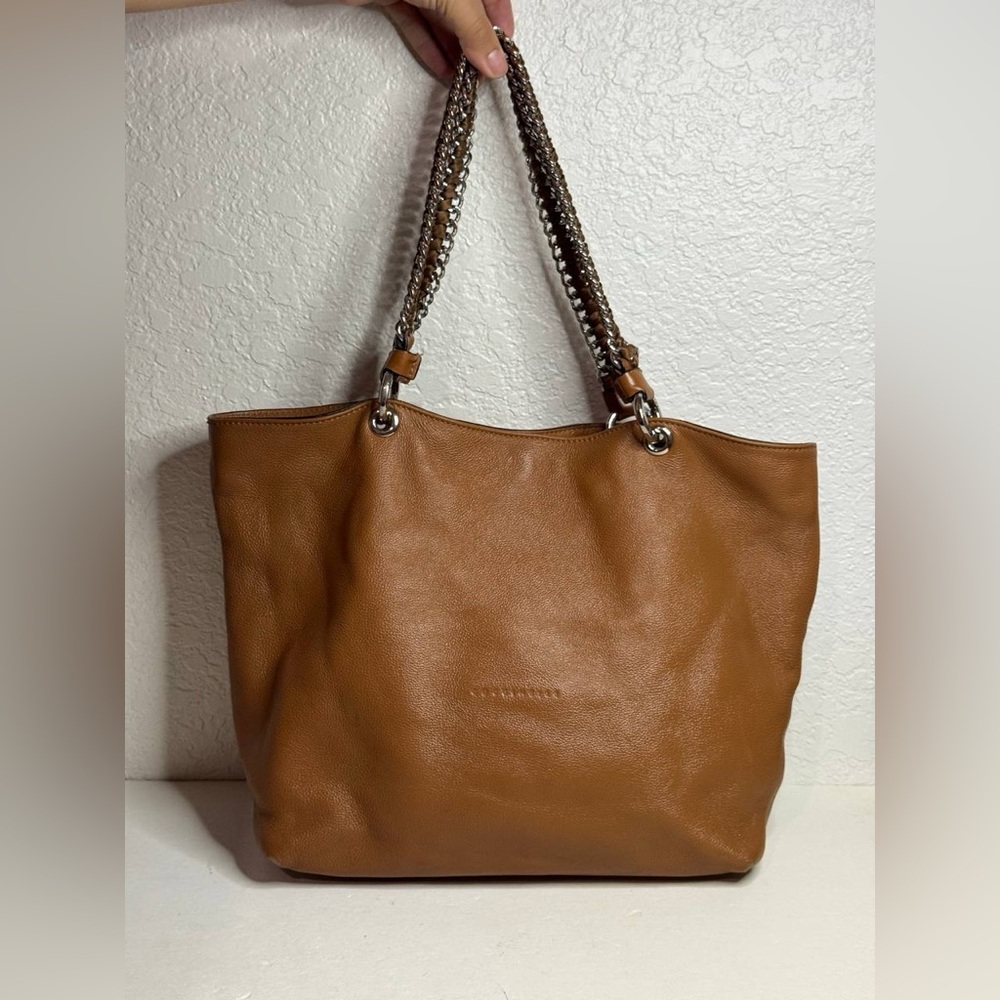 Coccinelle Brown Leather Bucket Shoulder Tote Bag Chain Straps